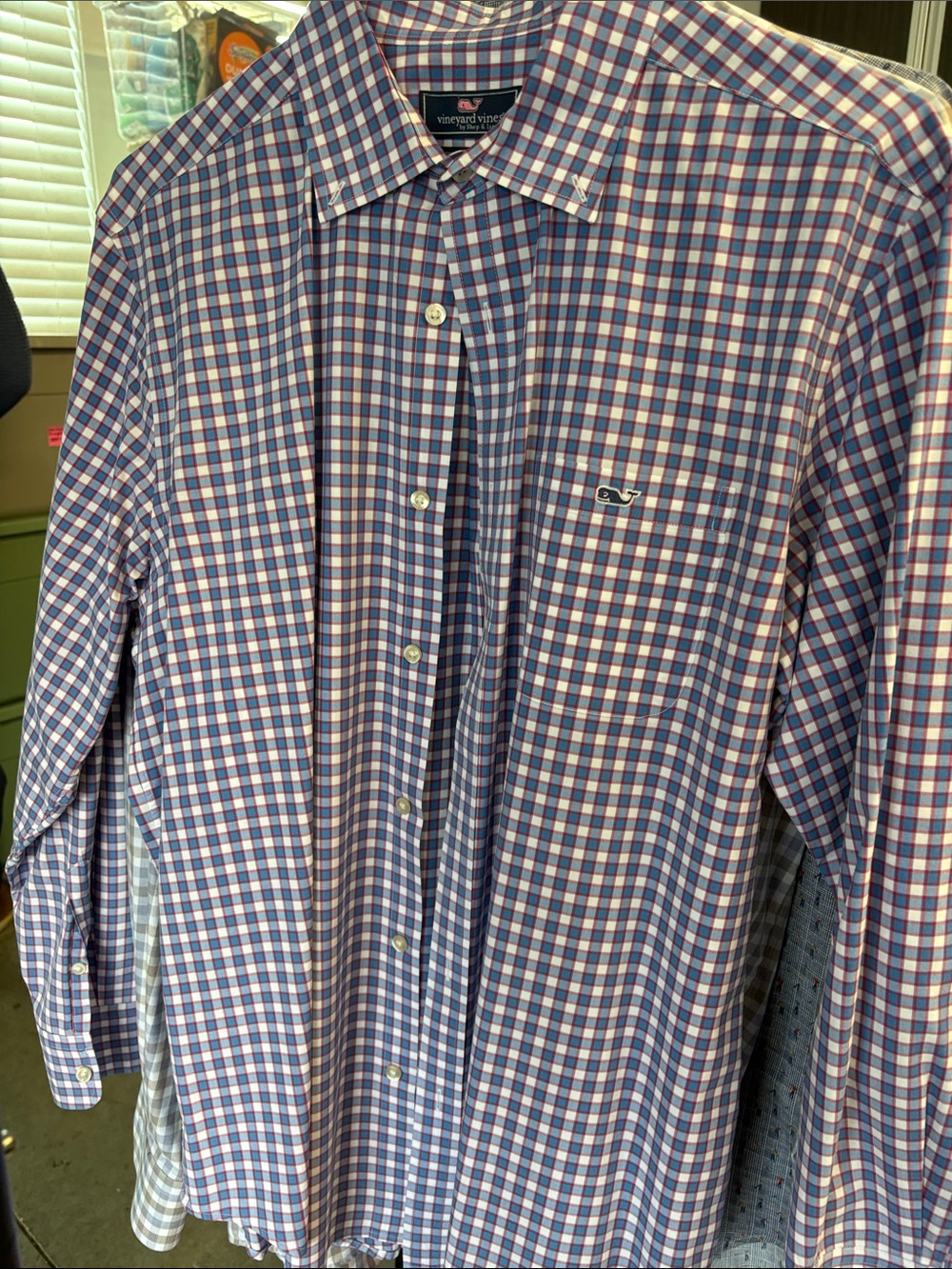 Vineyard Vines Blue and Pink Plaid Cotton Button-Down Shirt